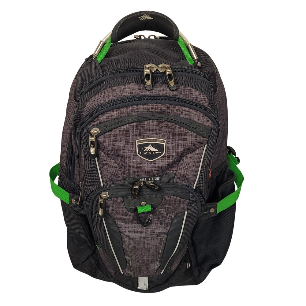 High Sierra Elite 40L 17" Laptop Backpack Gray Green Business Travel Tech Bag